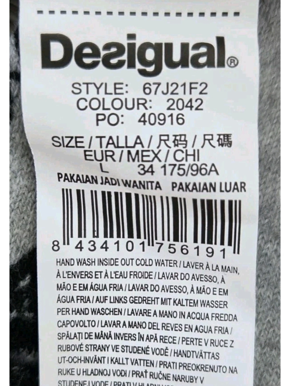 DESIGUAL Sequin Butterfly Sweater Gray Black Top Womens Size L - Picture 11 of 12